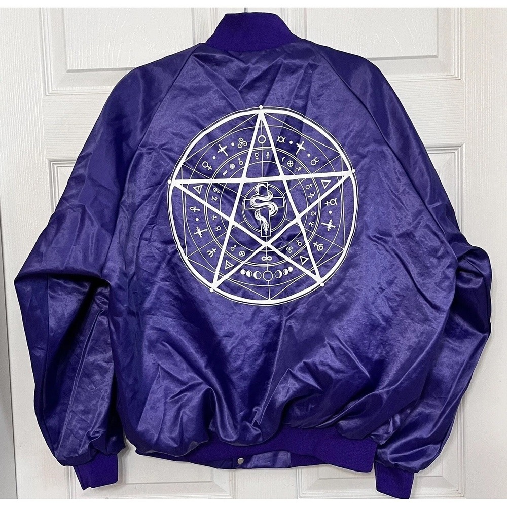 In This Moment Blood Girl Bomber Jacket Women L Purple Pentacle Band USA